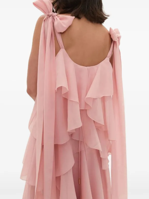 aje pink bow dress Thea Gown-PINK TINT/ BLACK / 4