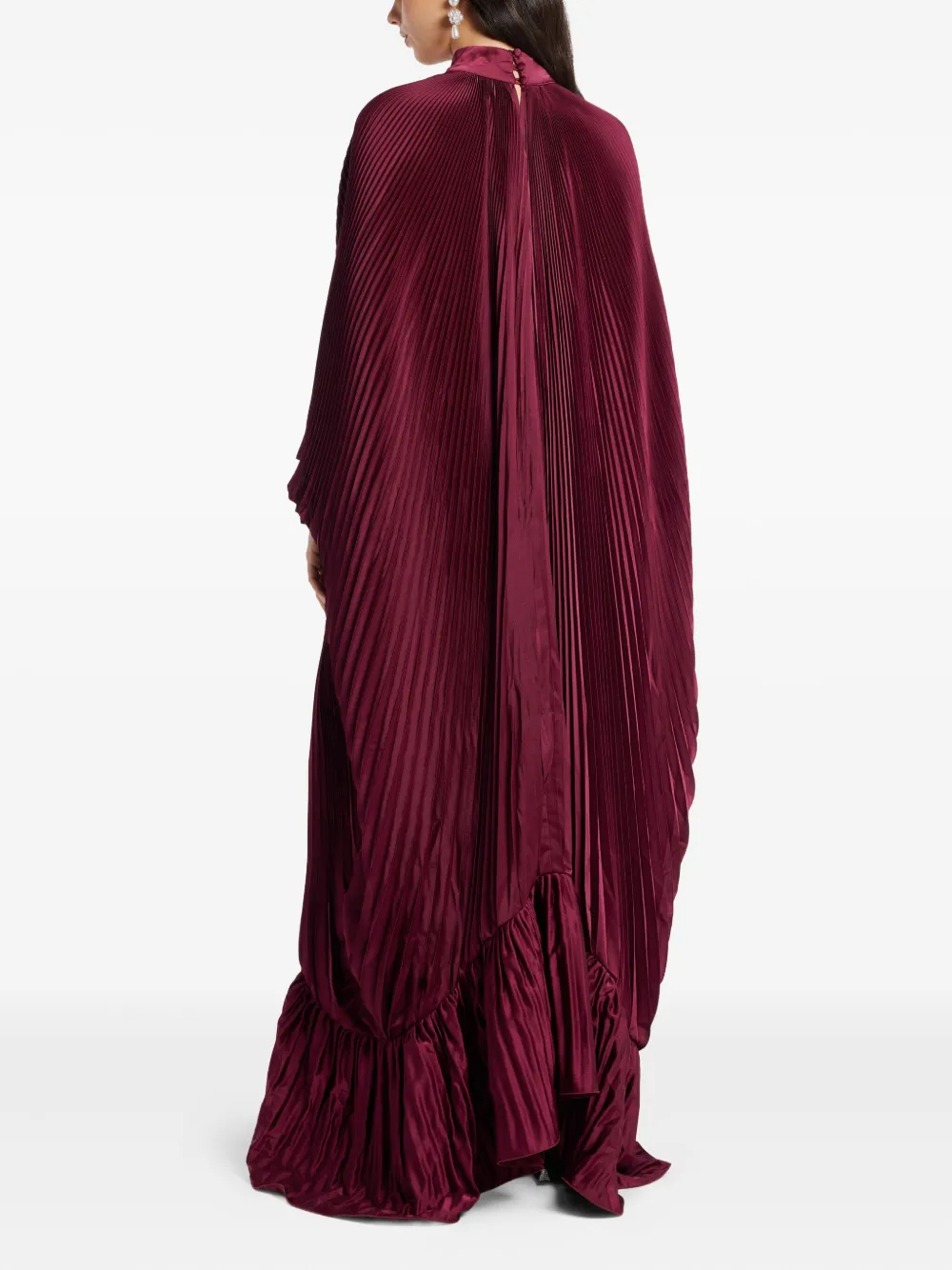L'idée Empire Pleated Ruffled Maxi Dress In Red