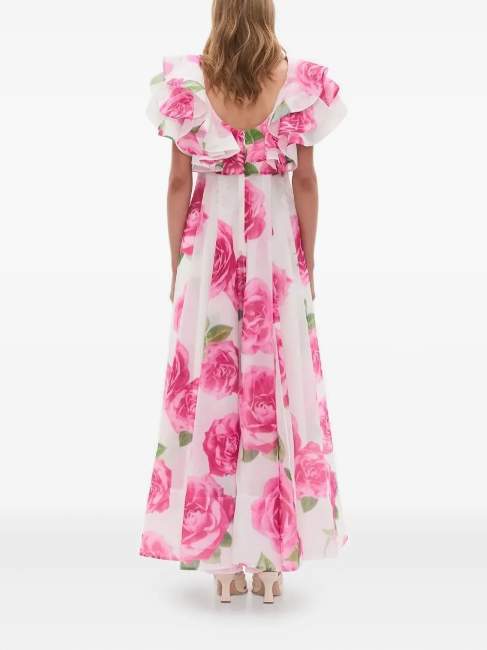 Aje Olea maxi-jurk met ruches en bloemenprint Wit
