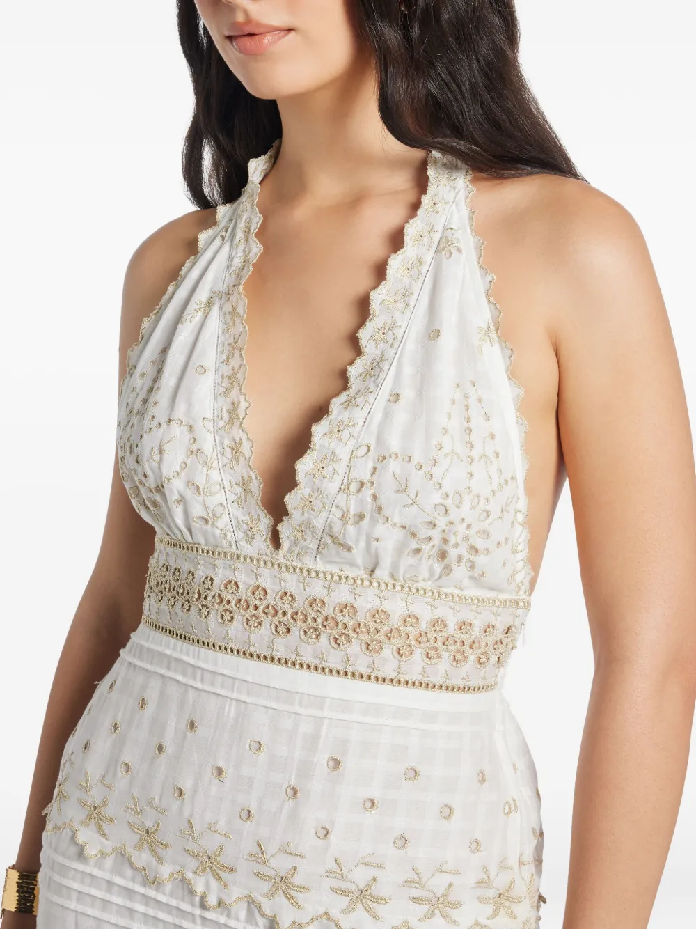 LoveShackFancy Aventine mini-jurk met borduurwerk Wit