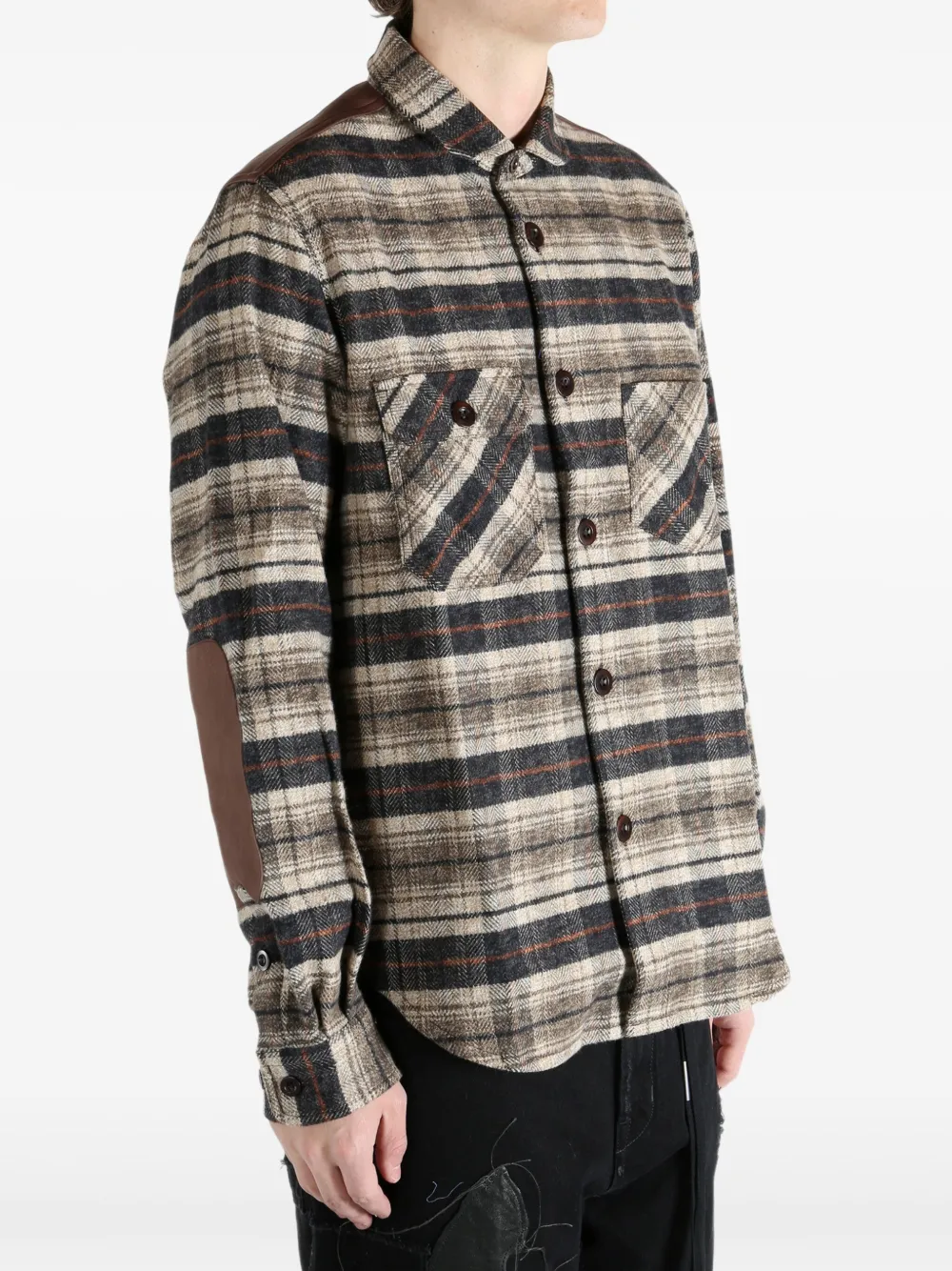 Junya Watanabe MAN Geruit katoenen overhemd Beige