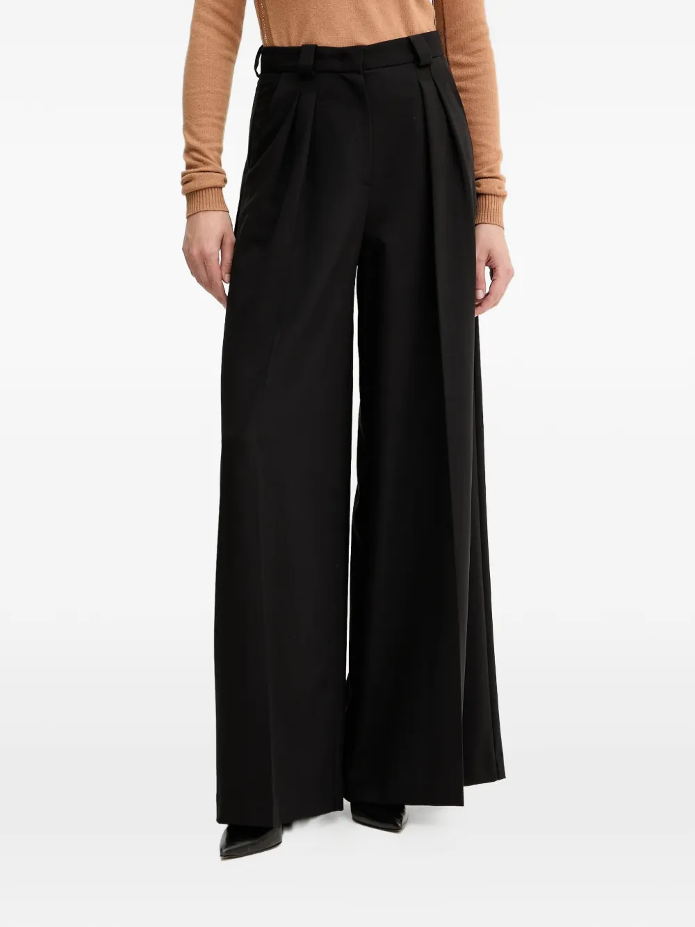 SIMONA CORSELLINI pleated wide-leg trousers - Nero