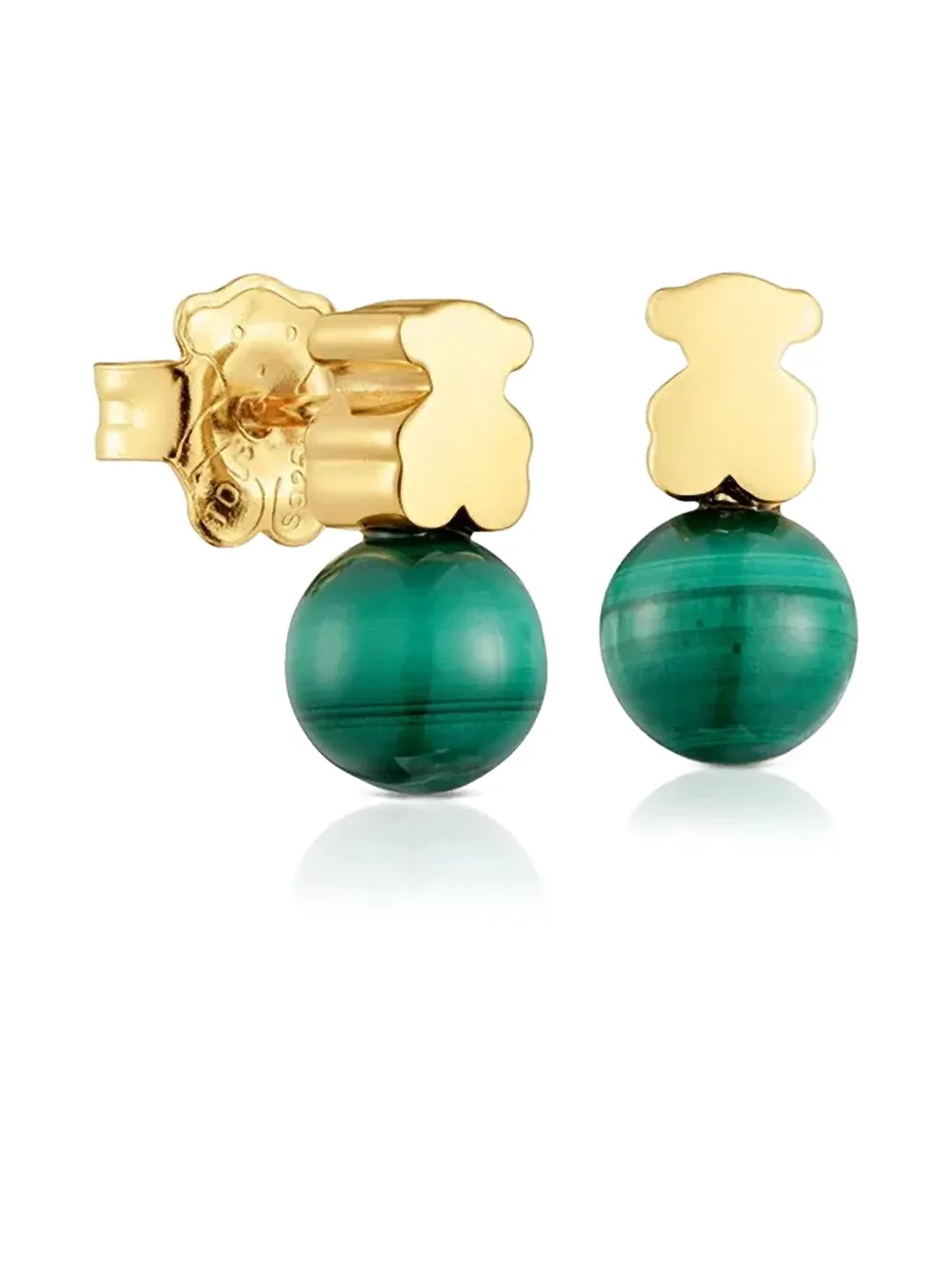 TOUS aretes Icon Mesh en oro de 18kt con malaquita | dorado | Image 1