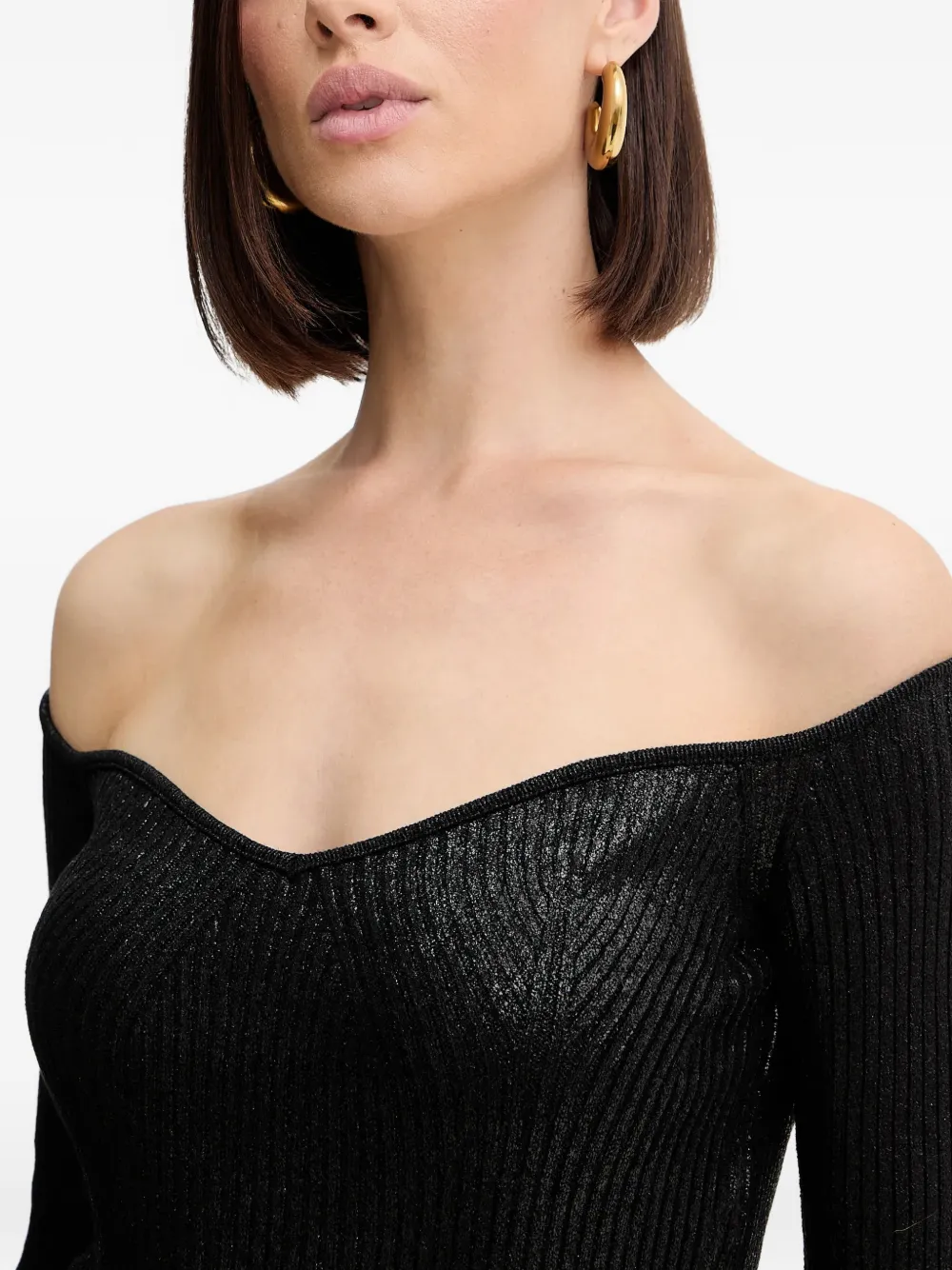 SIMONA CORSELLINI Off-shoulder trui met lange mouwen Zwart