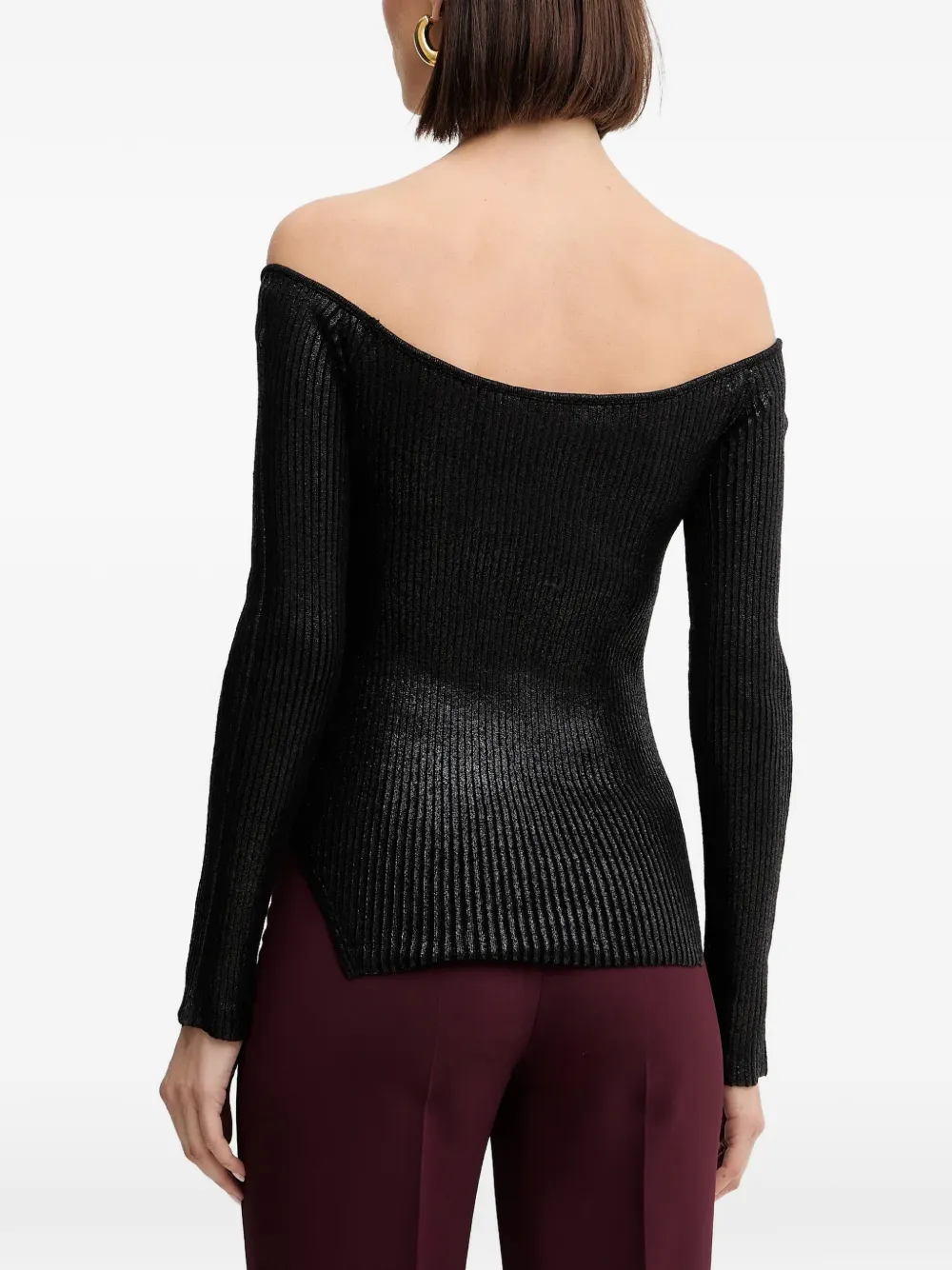 SIMONA CORSELLINI Off-shoulder trui met lange mouwen Zwart