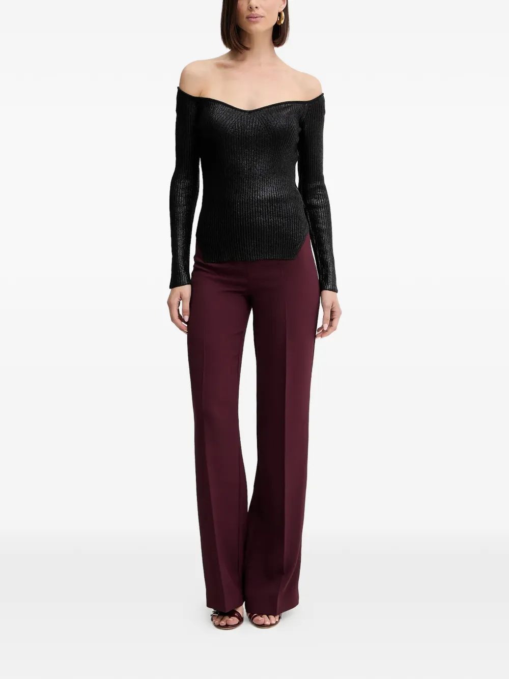SIMONA CORSELLINI Off-shoulder trui met lange mouwen Zwart