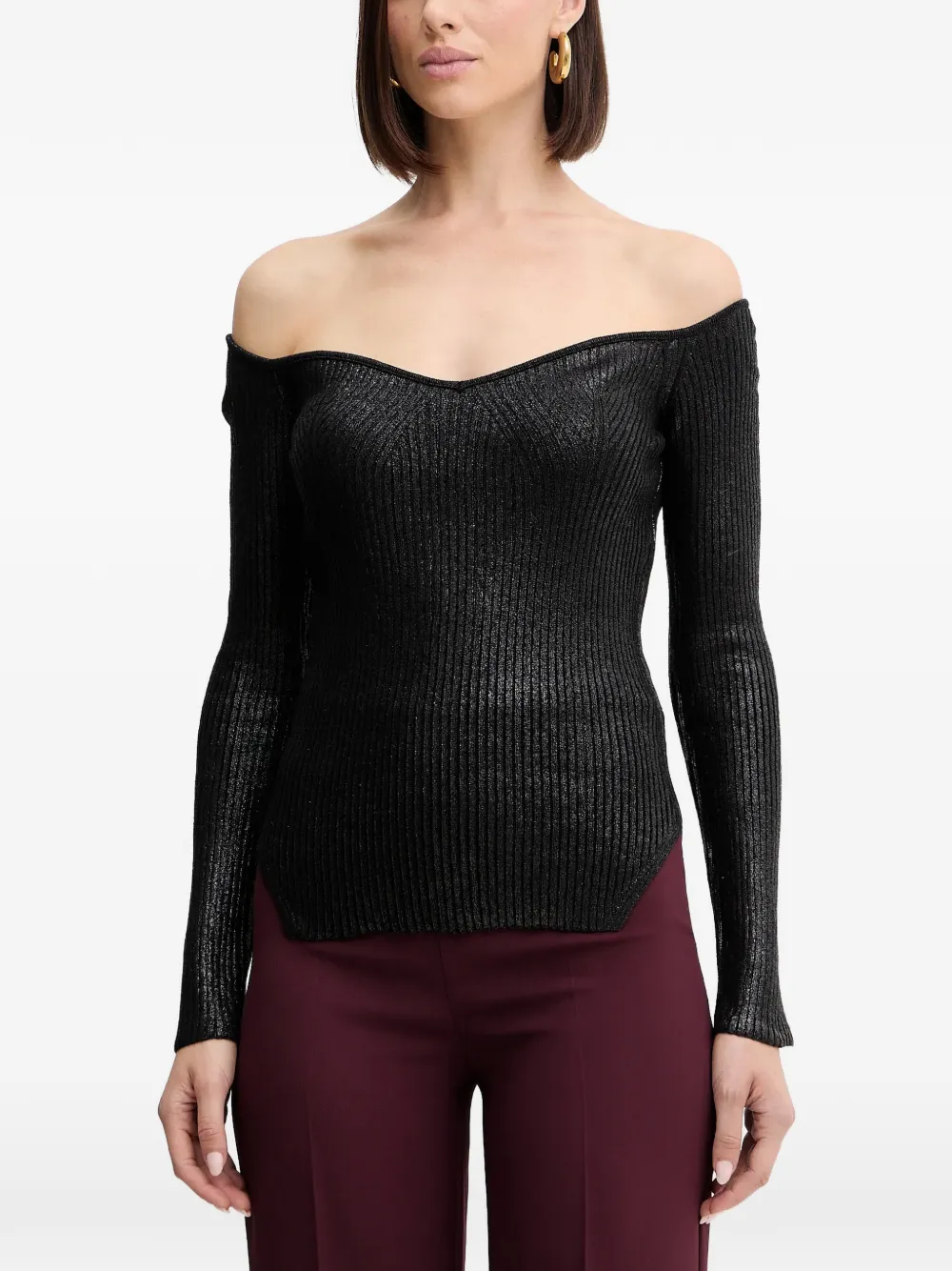 SIMONA CORSELLINI off-shoulder long-sleeve sweater - Nero