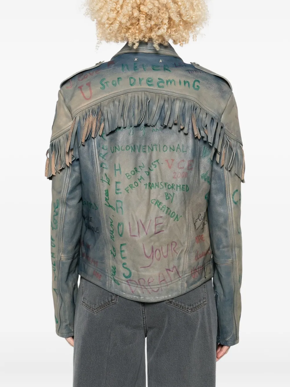 Golden Goose Deluxe Brand Zip-up Fringed Jacket In Blue