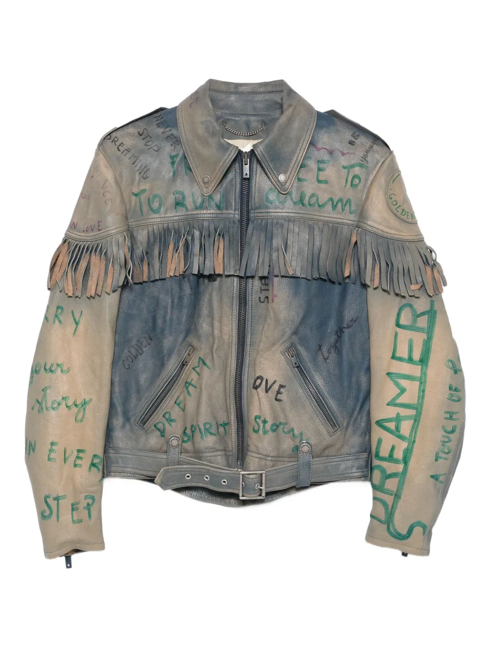 Golden Goose fringed leather jacket | Blue | Image 1