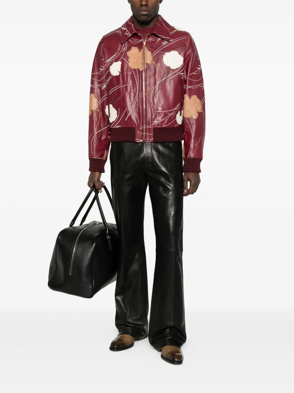AMIRI floral-embroidered leather jacket | Leather Jackets | Image 2