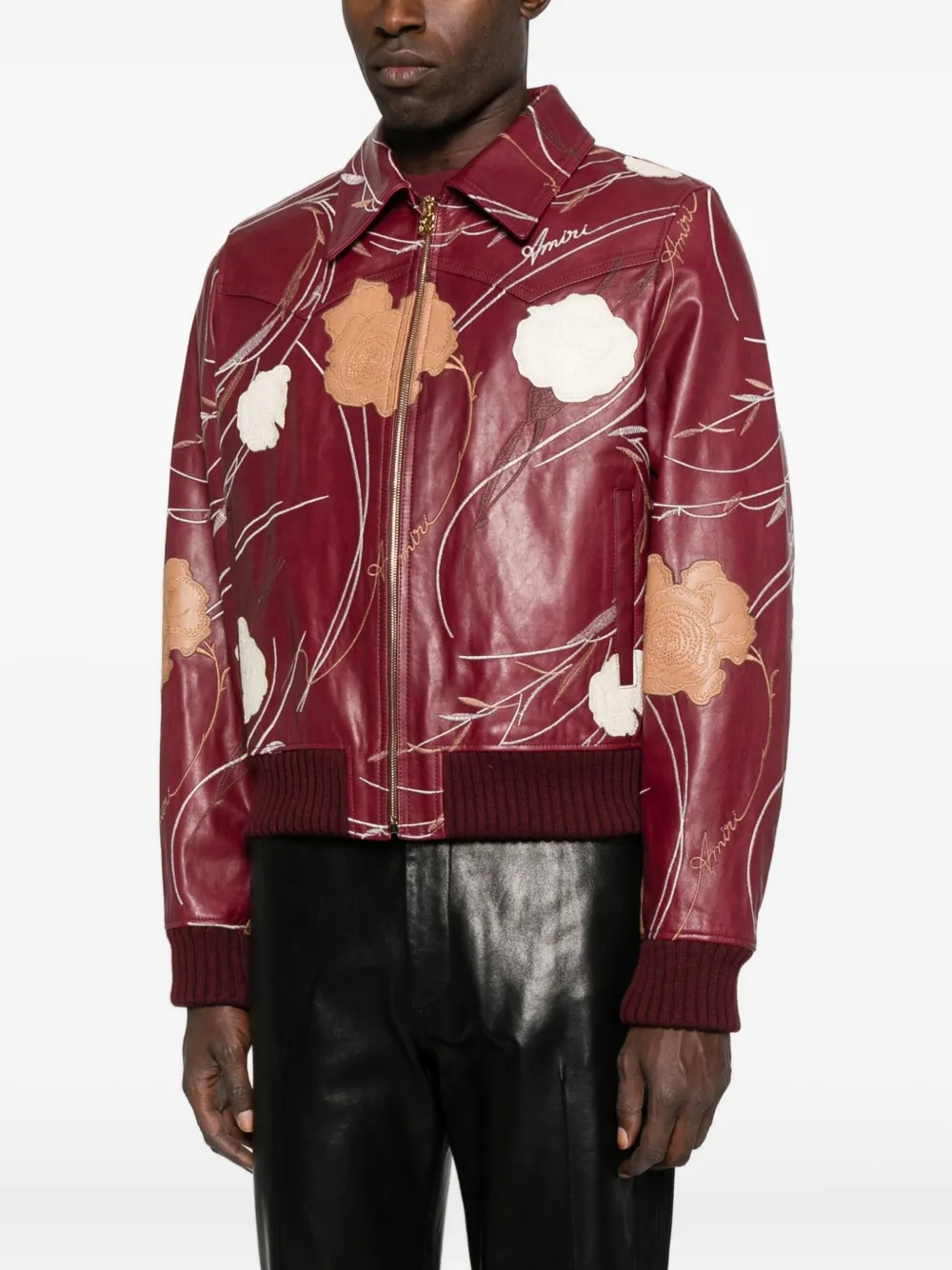 AMIRI Jack met geborduurde bloemen Rood