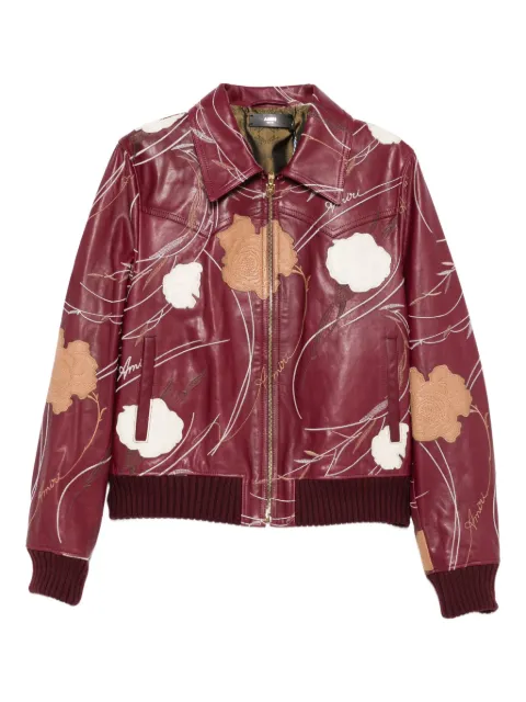AMIRI floral-embroidered leather jacket
