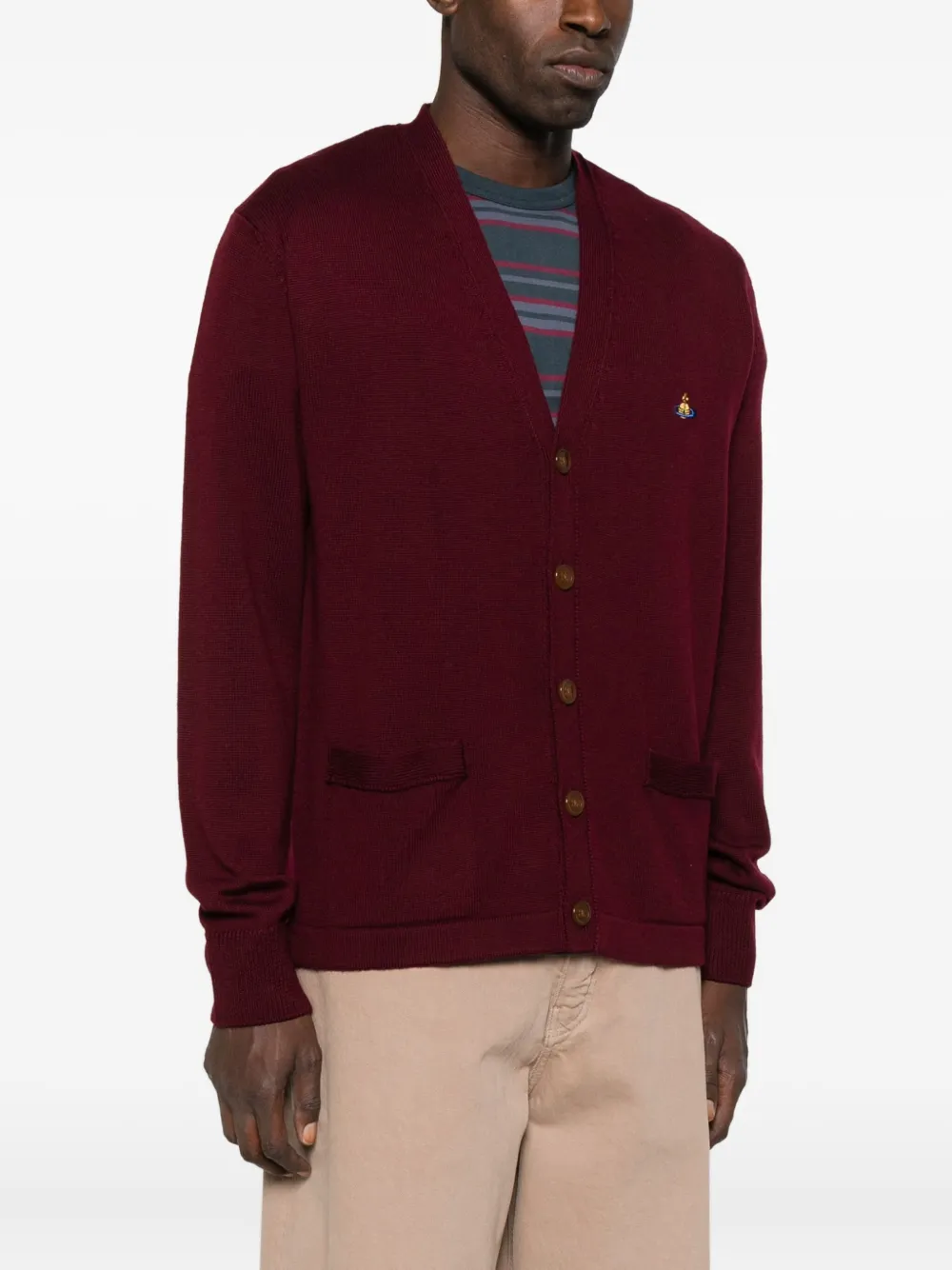 Vivienne Westwood Long-sleeved Knitted Cardigan In Red