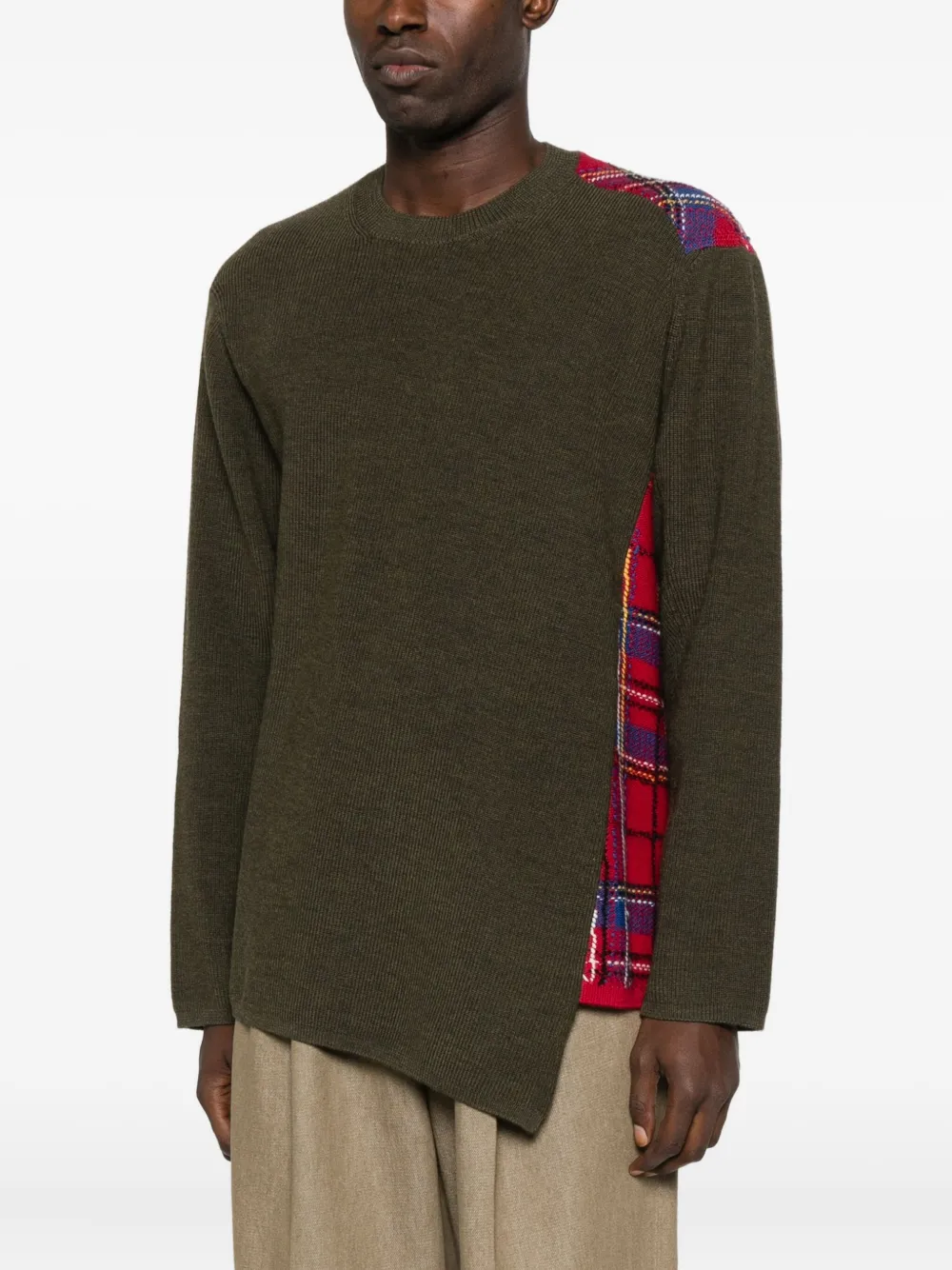 Comme des Garçons Homme Plus Geruite trui met vlakken Groen