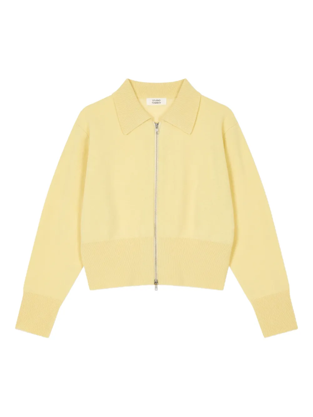STUDIO TOMBOY zip-front polo-collar cardigan | Yellow | Image 1