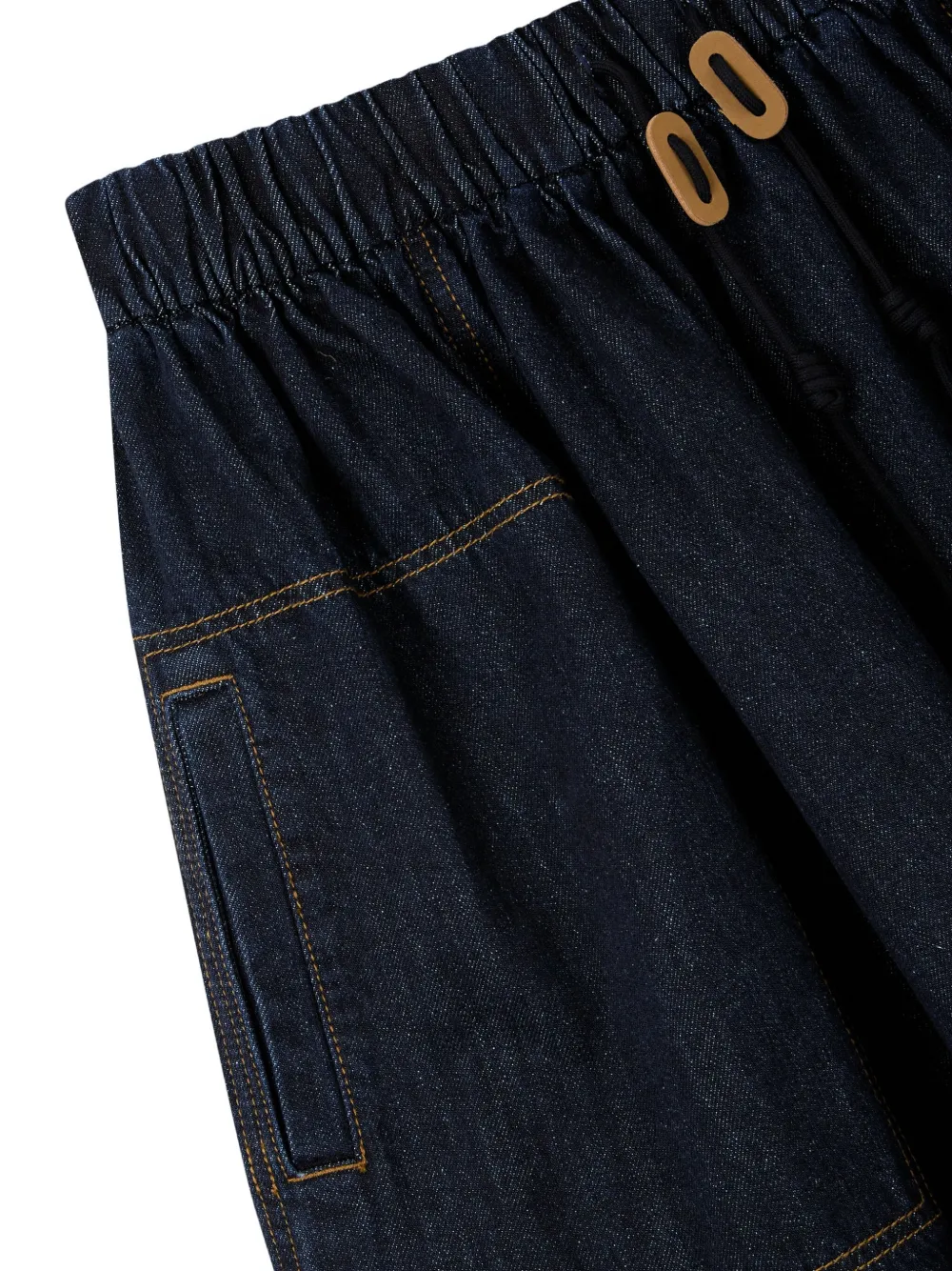 Studio Tomboy Drawstring Pocket Denim Midi Skirt In Blue