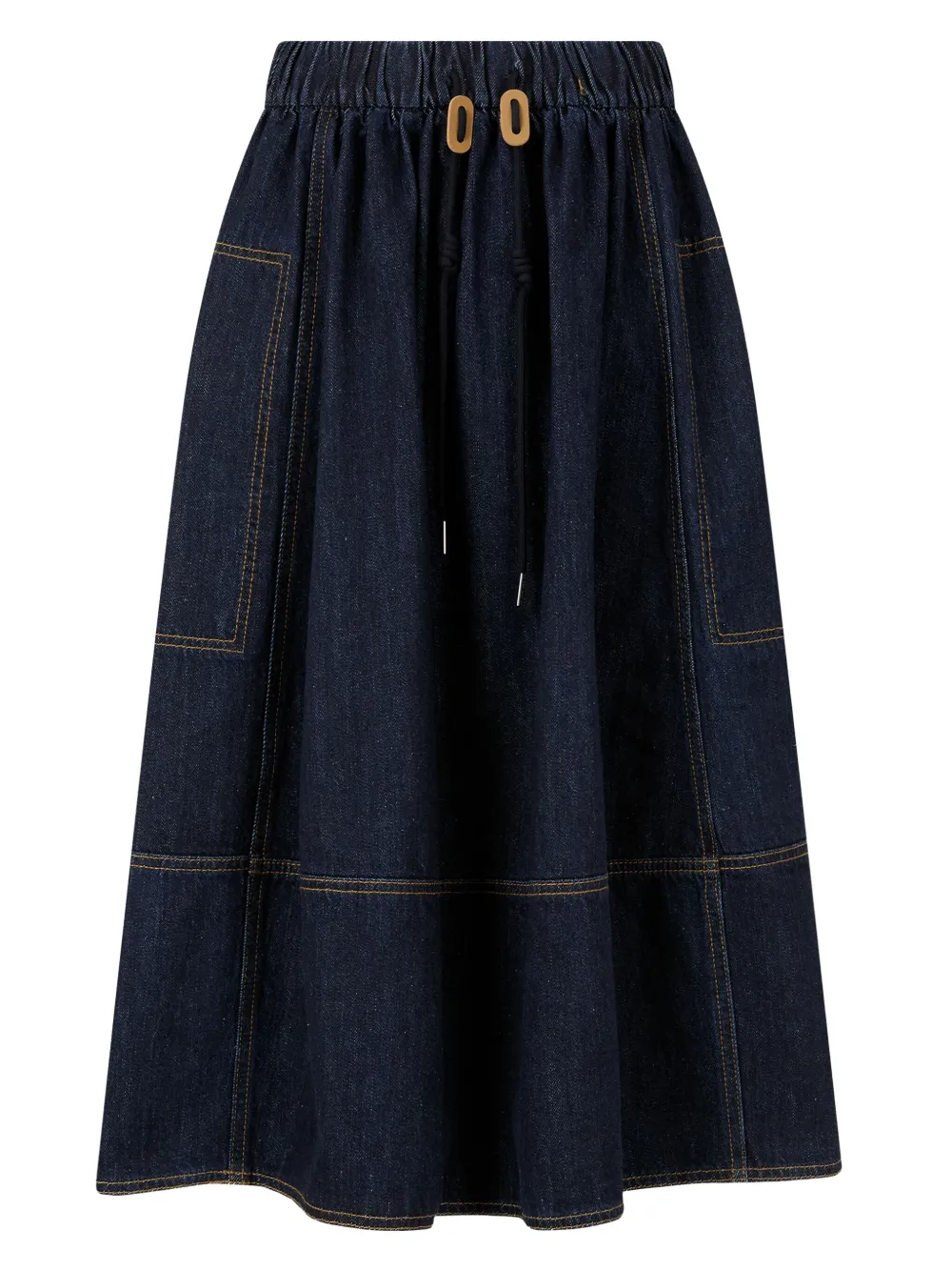 STUDIO TOMBOY jupe mi-longue en jean à lien de resserrage | bleu | Image 1