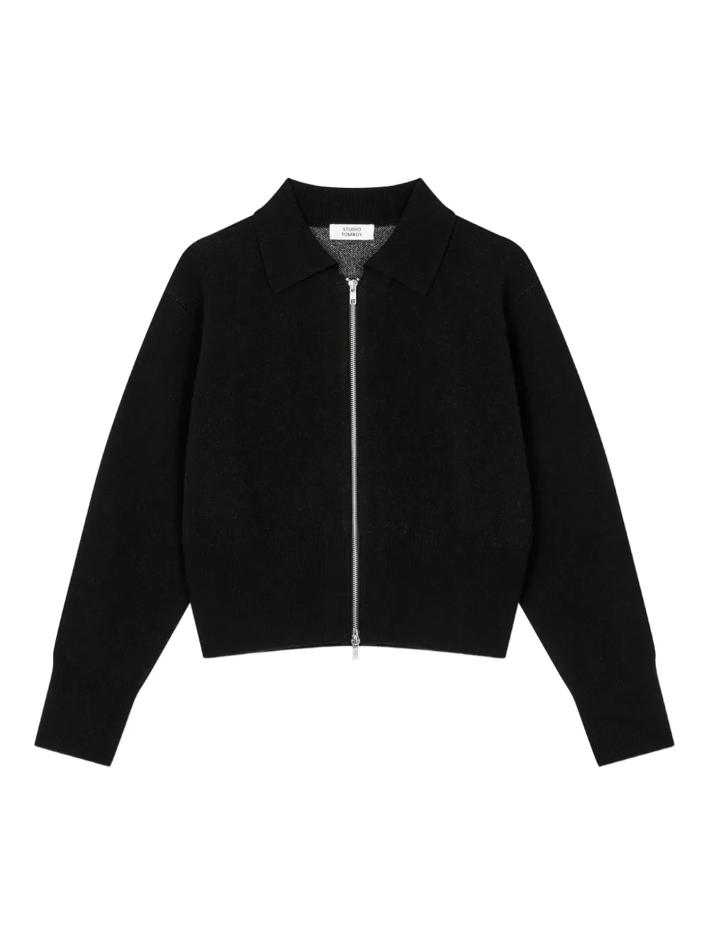 STUDIO TOMBOY zip-front logo-detail cardigan | Black | Image 1