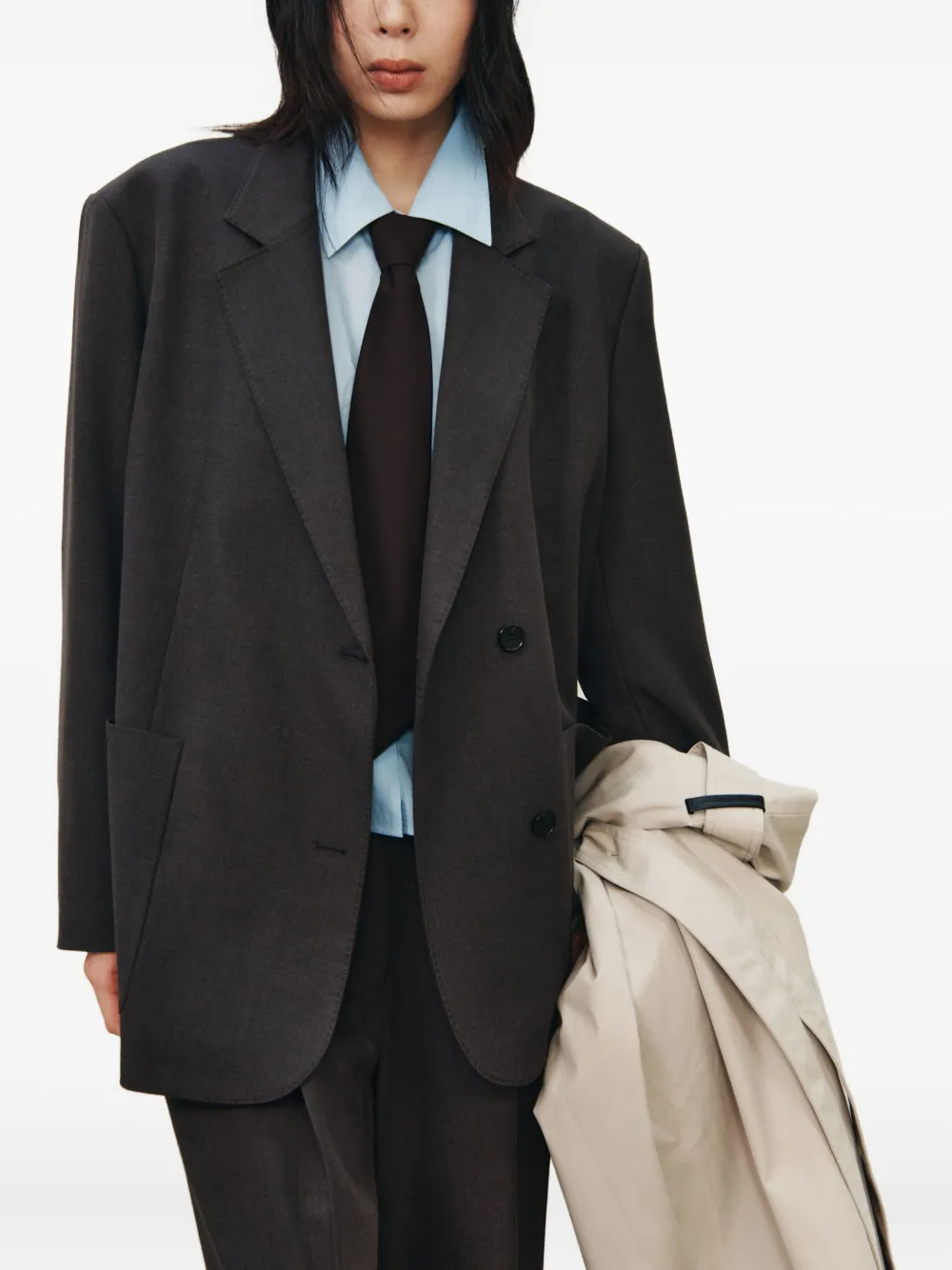 Studio Tomboy Patch-pocket Notched-lapel Jacket In Gray
