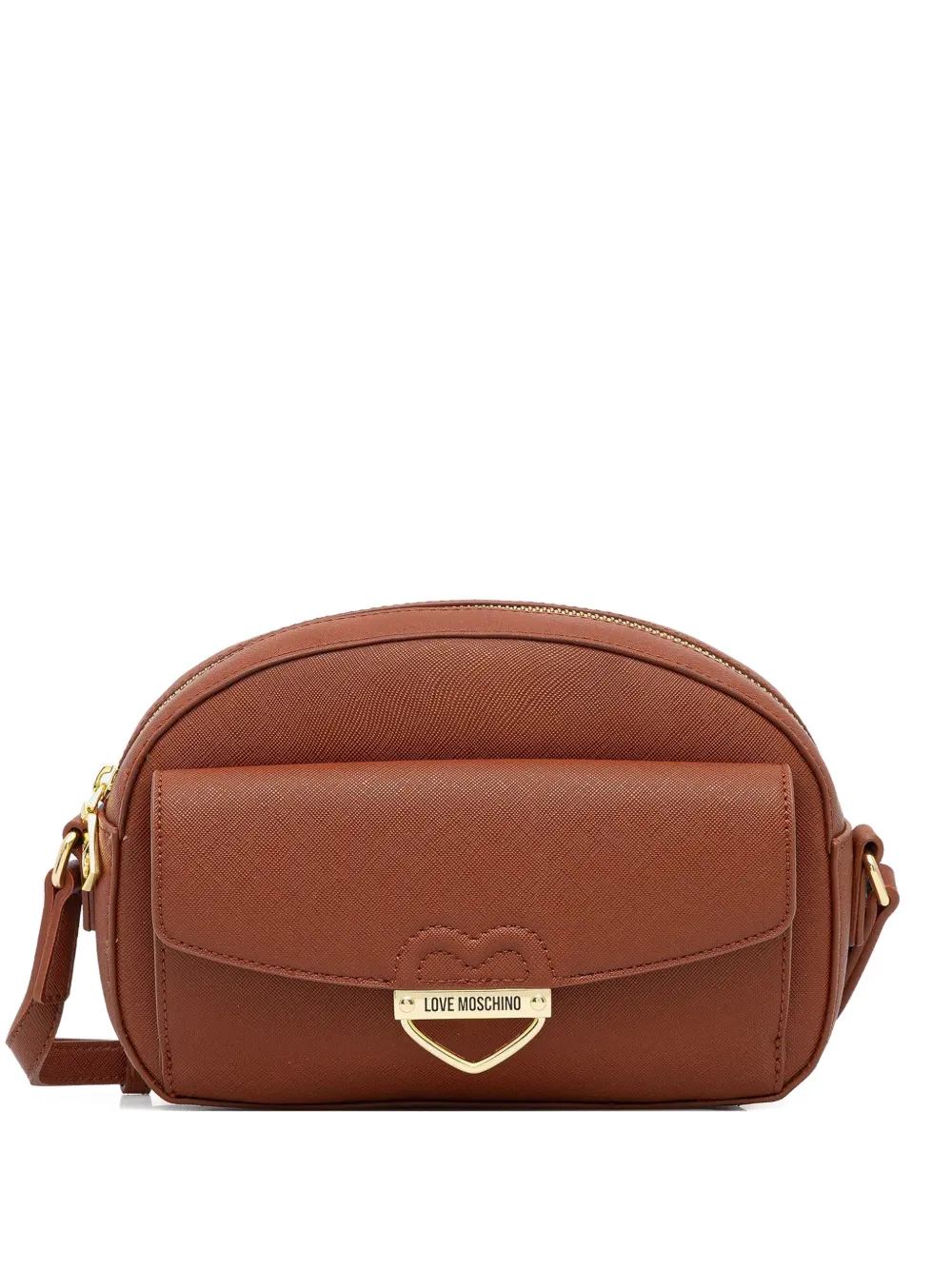 Love Moschino logo-plaque cross body bag - Marrone
