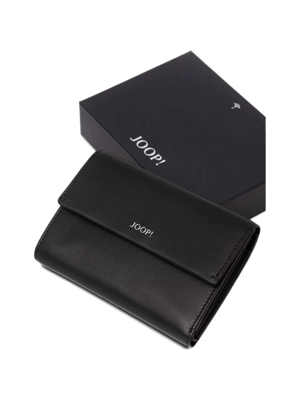 Joop! logo-plaque leather wallet Zwart