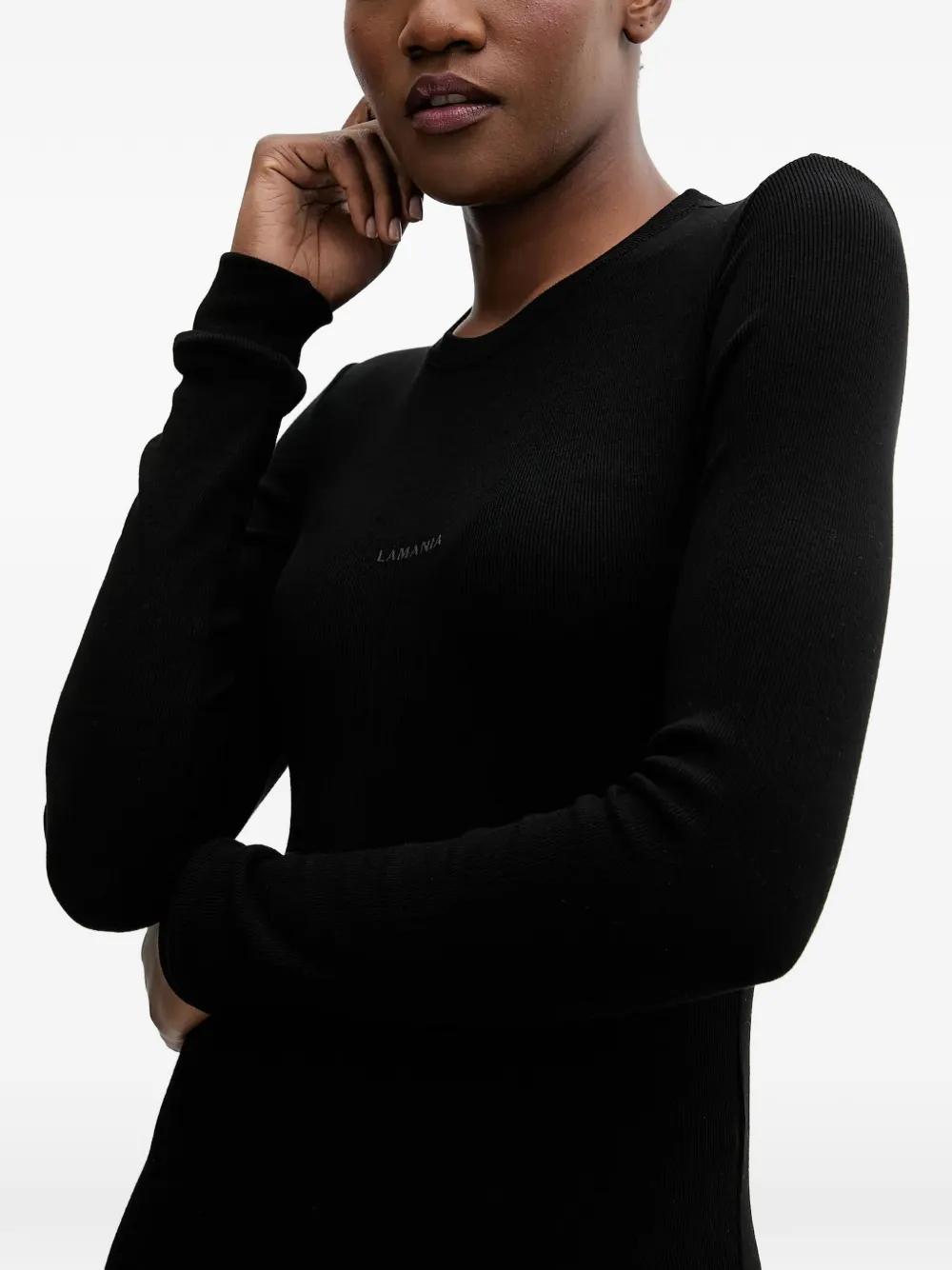 La Mania Lee long-sleeved maxi dress - Nero