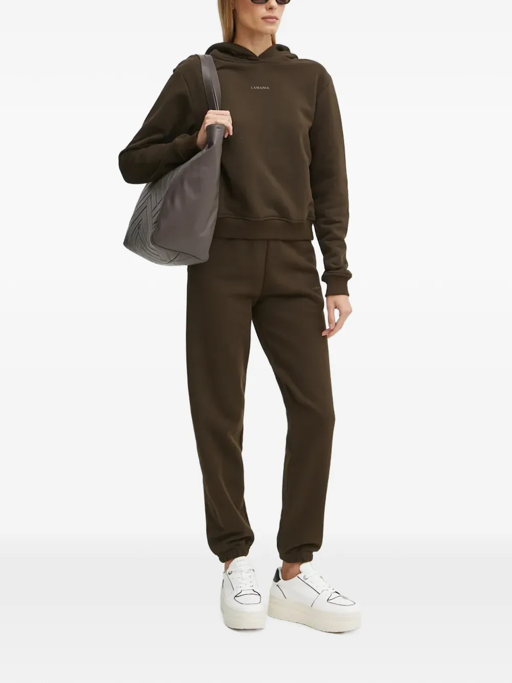 La Mania Hoodie met logoprint Bruin