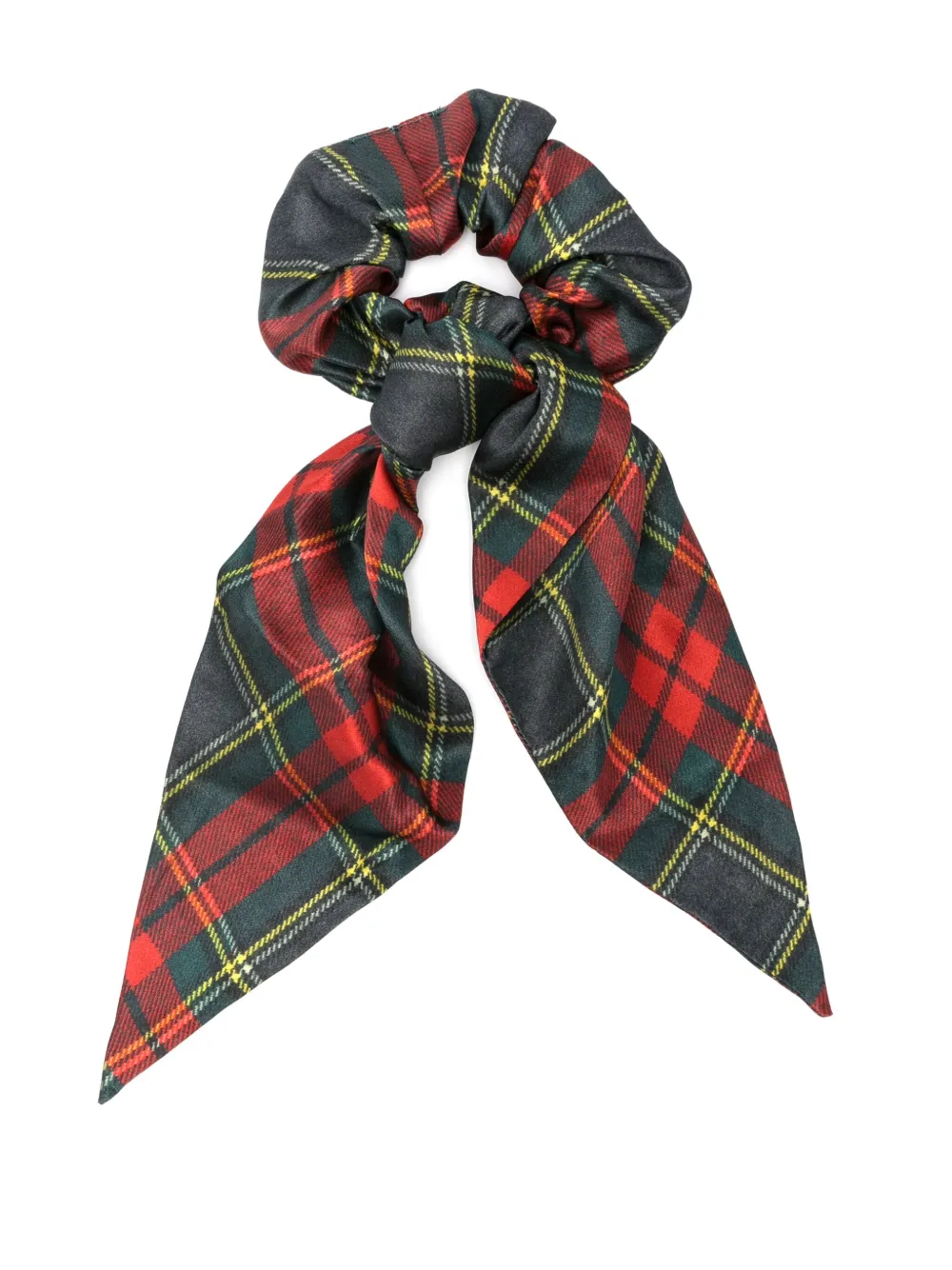 Vivienne Westwood Logo-embroidered Tartan Silk Scrunchie In Green