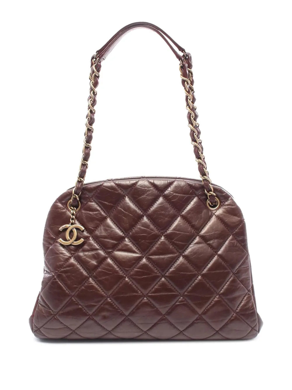 CHANEL Pre-Owned 2012 Large Aged Calfskin Just Mademoiselle Bowling Bag shoulder bag | Red | Image 1