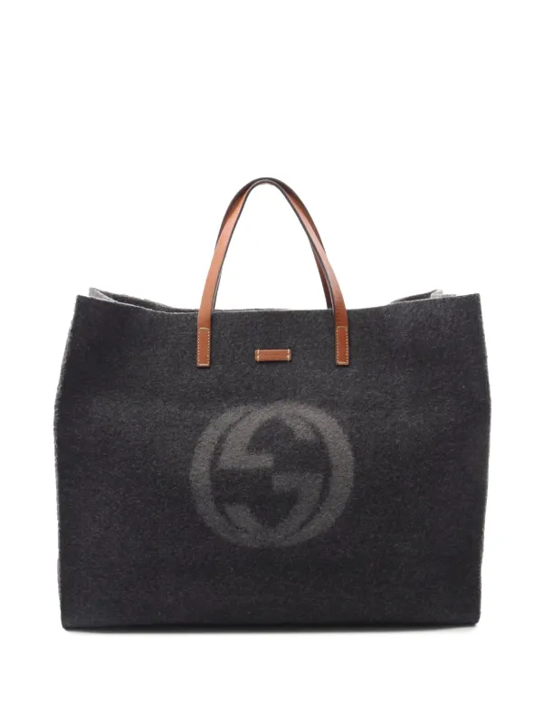 Gucci Pre-Owned 2016-2025 GG Wool Felt Tote Bag Grey