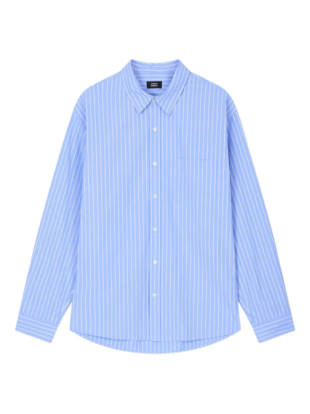 STUDIO TOMBOY camisa de algodón con rayas estampadas | azul | Image 1