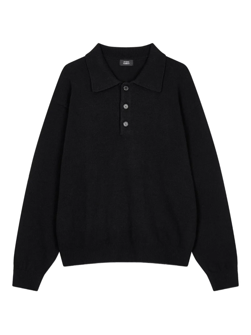STUDIO TOMBOY long-sleeve polo shirt | Black | Image 1