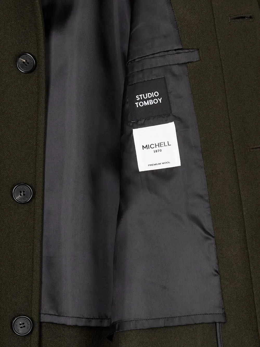 Studio Tomboy Belted Wool Coat In Green