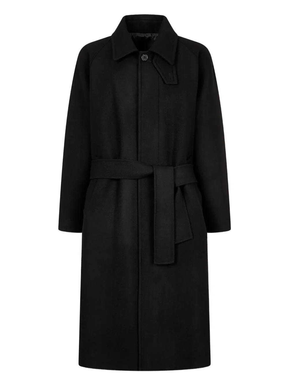 Studio Tomboy Belted Wool Coat In Black