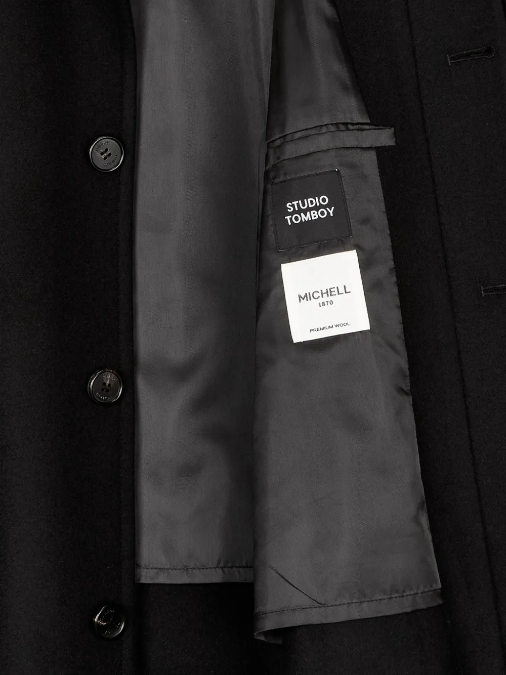 Studio Tomboy Belted Wool Coat In Black