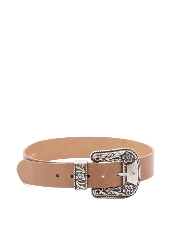 Golden Goose Floral-buckle Leather Belt in Neutrals