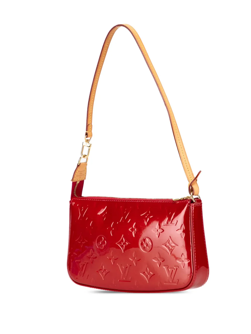Pre-owned Louis Vuitton 2013 Monogram Vernis Pochette Accessoires Shoulder Bag In Red