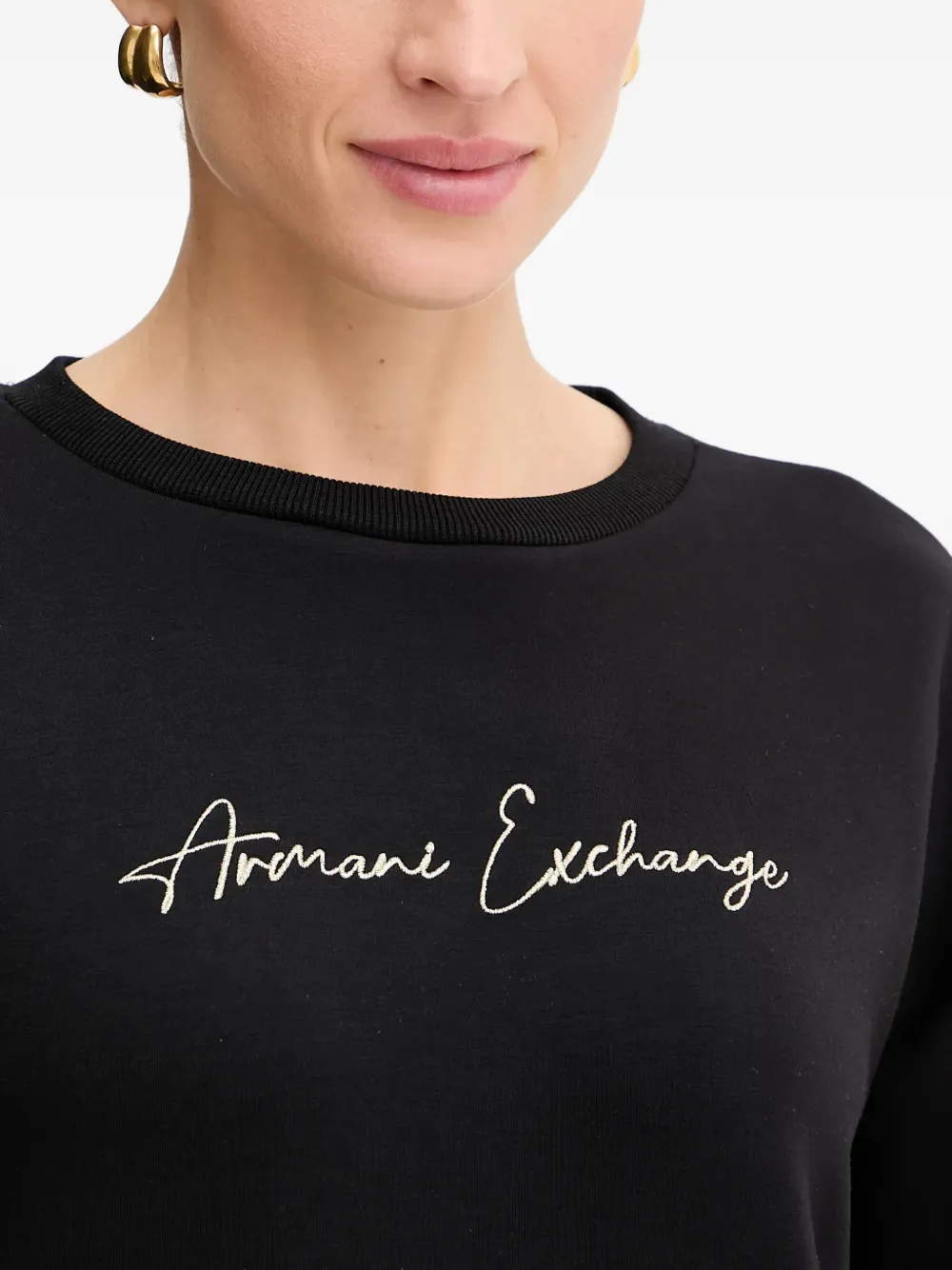 Armani Exchange Sweater met ronde hals Zwart