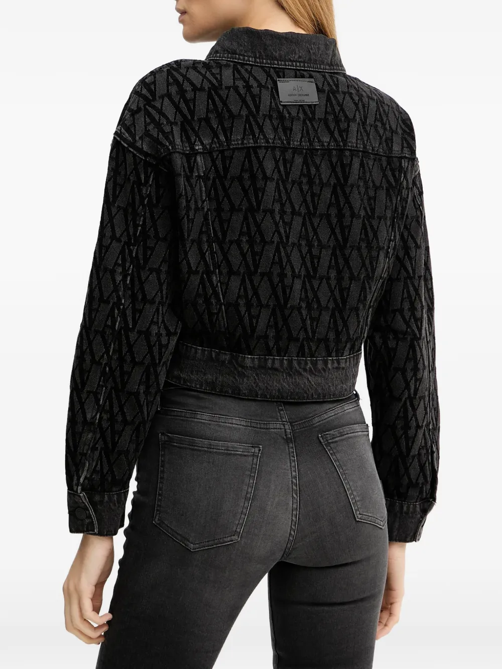  Armani Exchange Patterned Denim Jacket - Black 