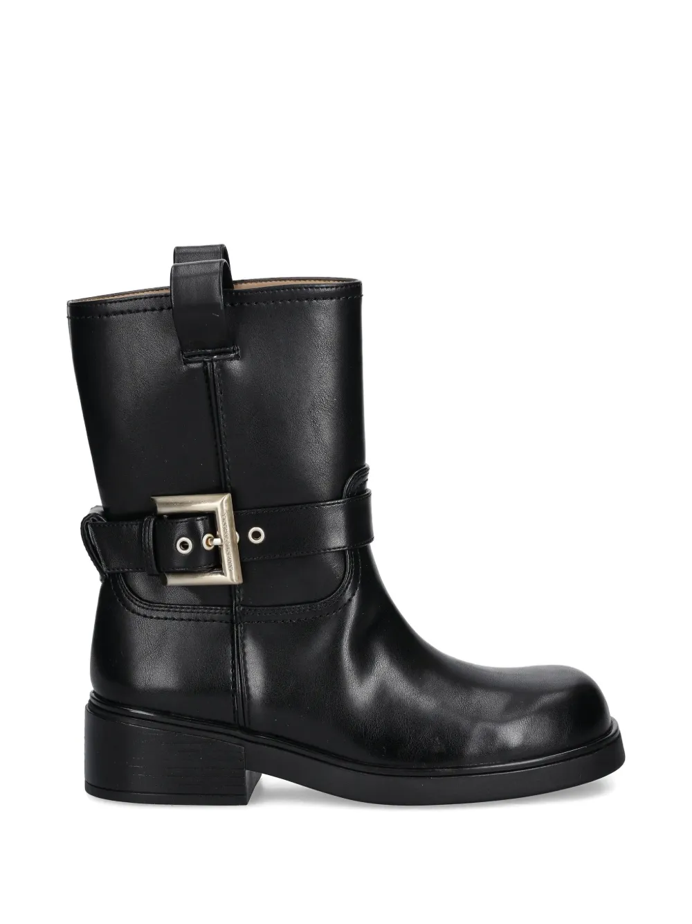 Armani Exchange Buckle-strap Boots In Black
