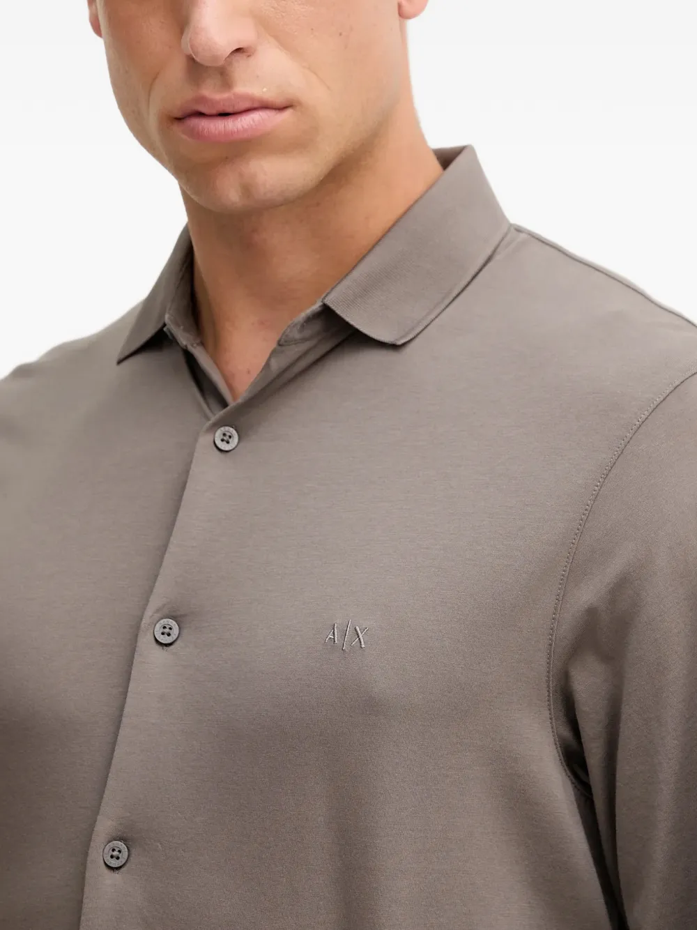 Armani Exchange Overhemd met geborduurd logo Grijs