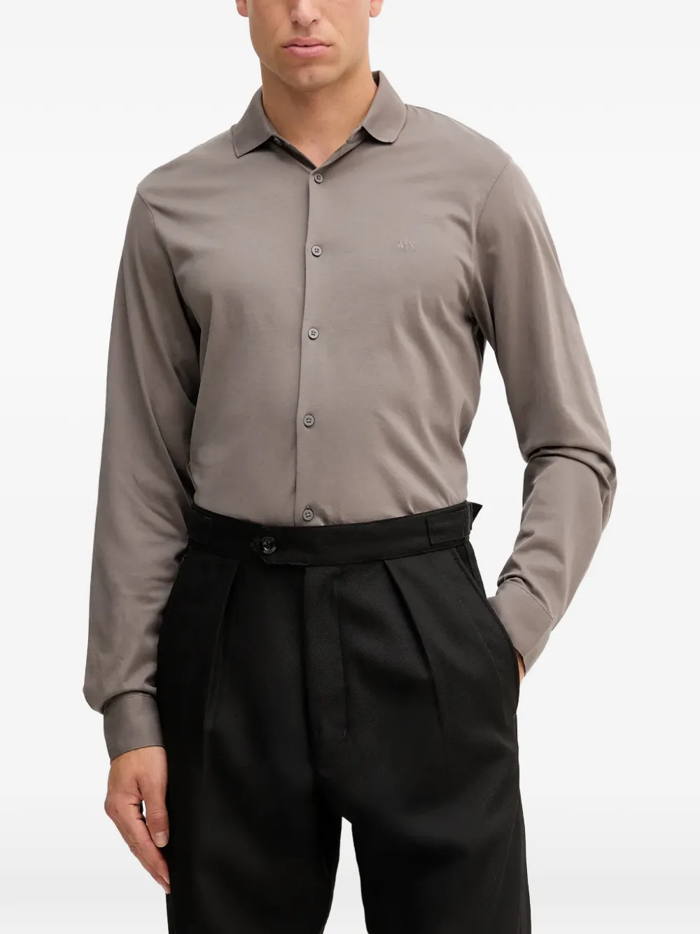 Armani Exchange logo-embroidered shirt - Grigio