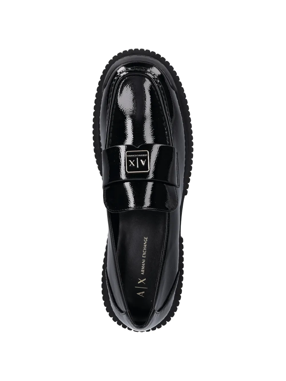Armani Exchange logo-plaque loafers Zwart