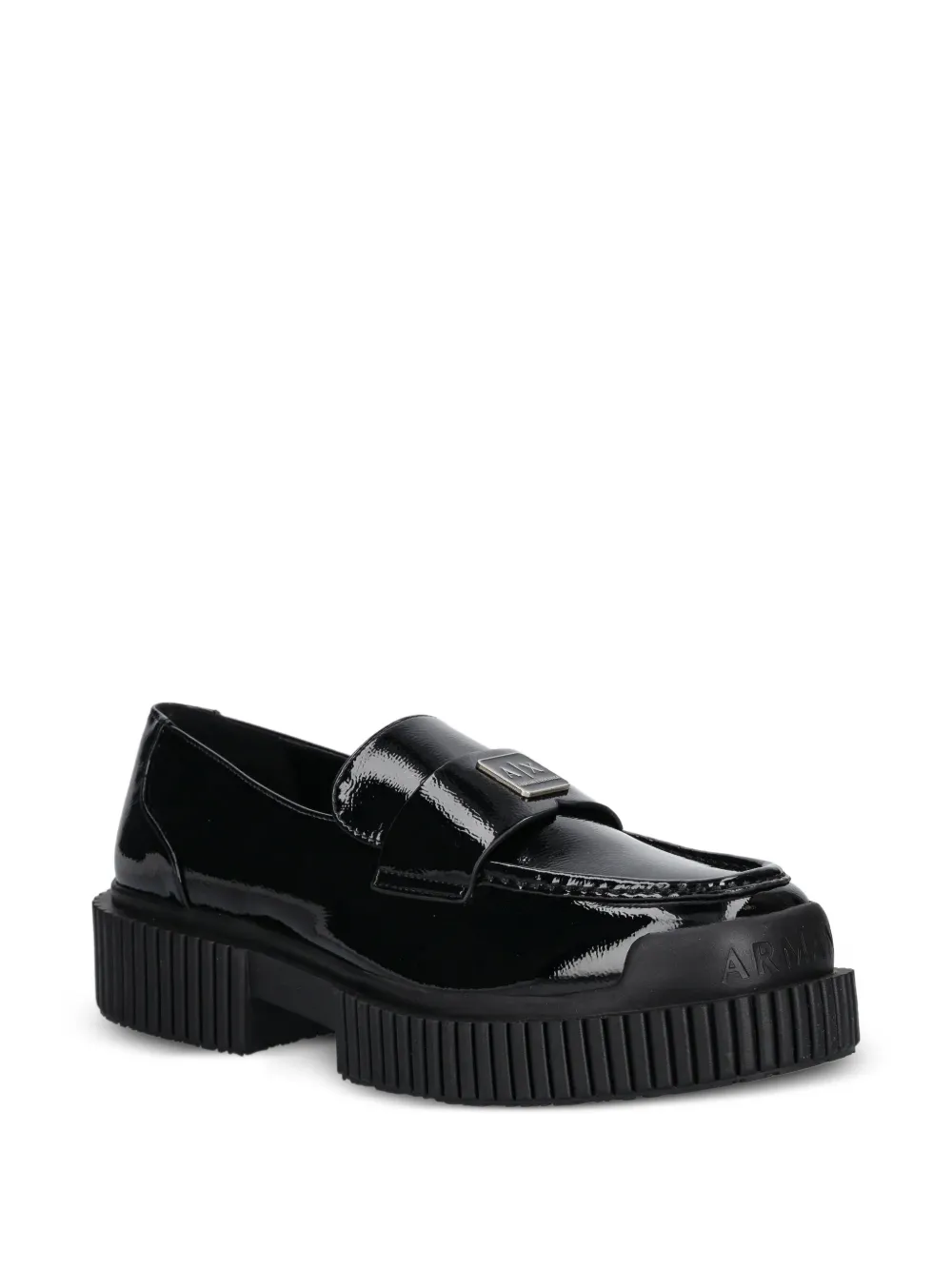 Armani Exchange logo-plaque loafers Zwart