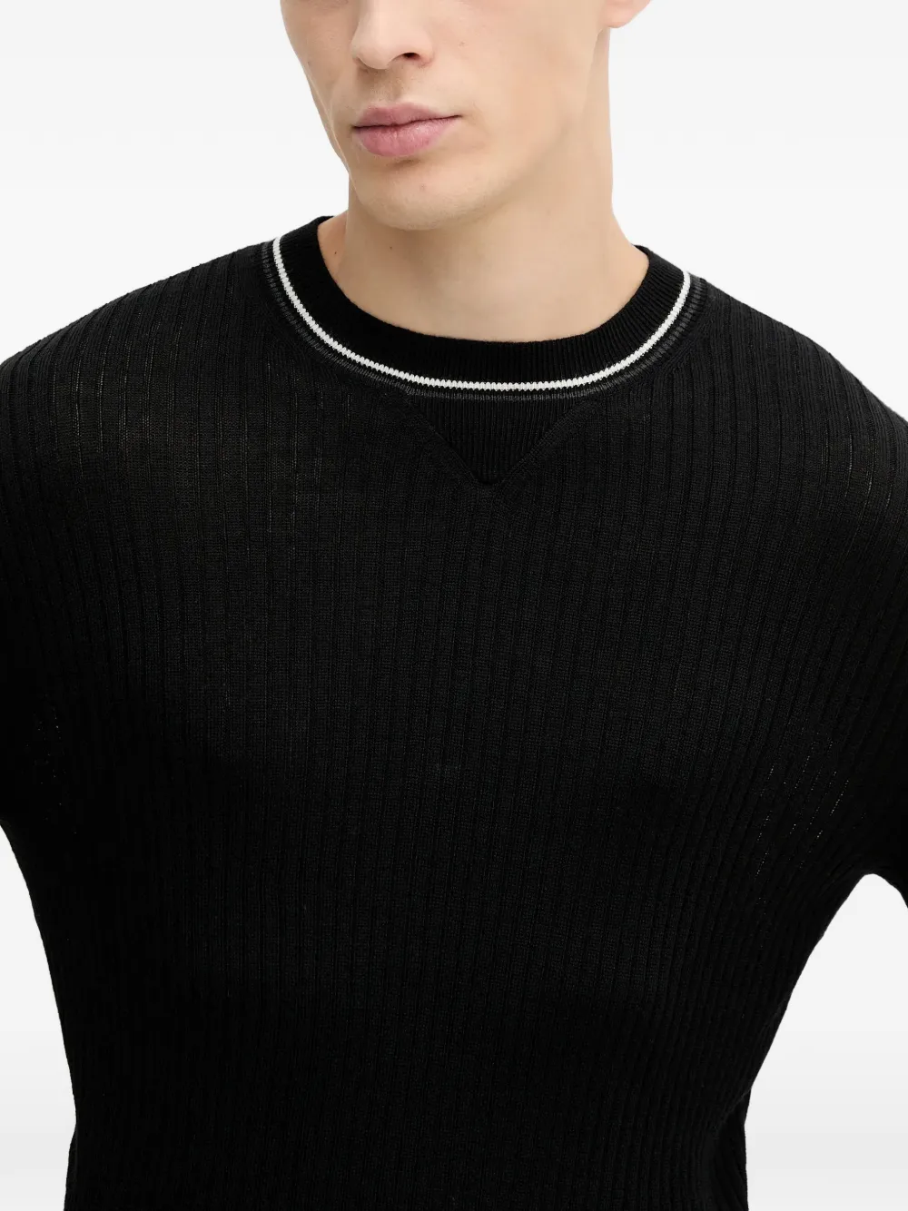 Armani Exchange Ribgebreide trui Zwart