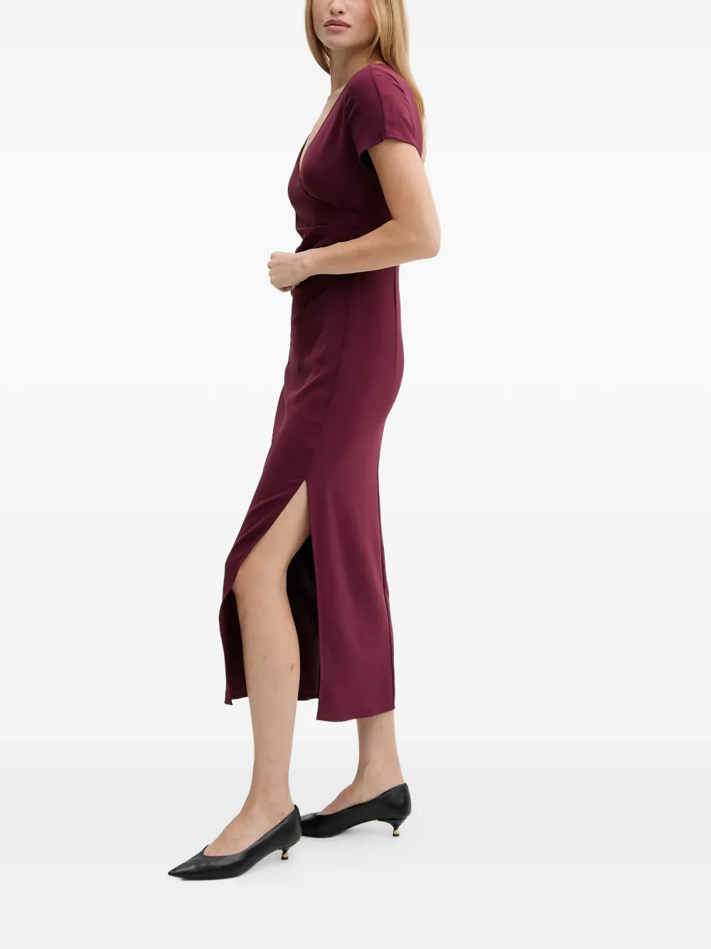 Armani Exchange Midi-jurk met V-hals Rood