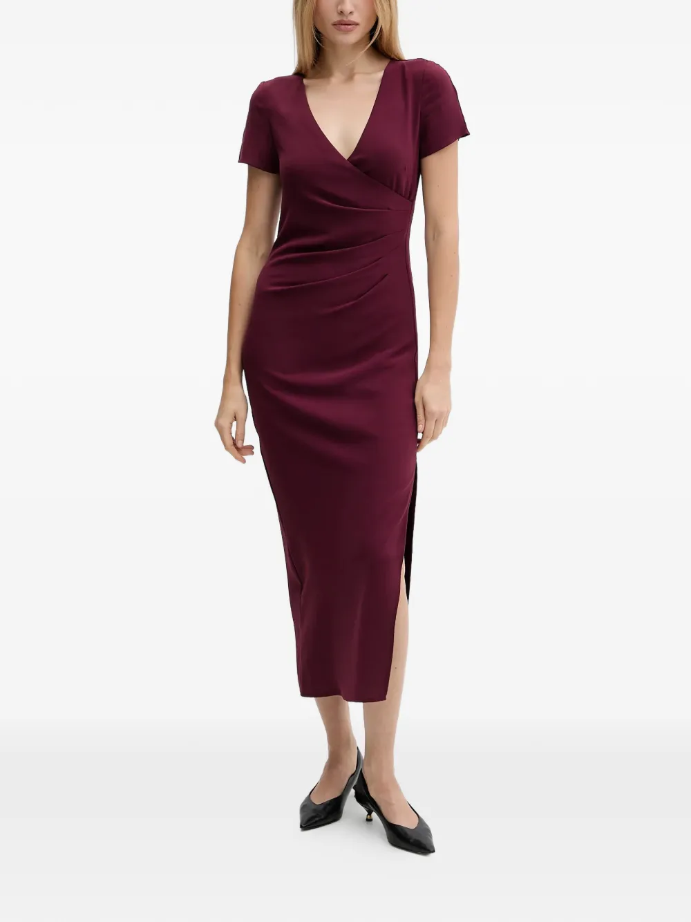 Armani Exchange V-neck midi dress - Rosso