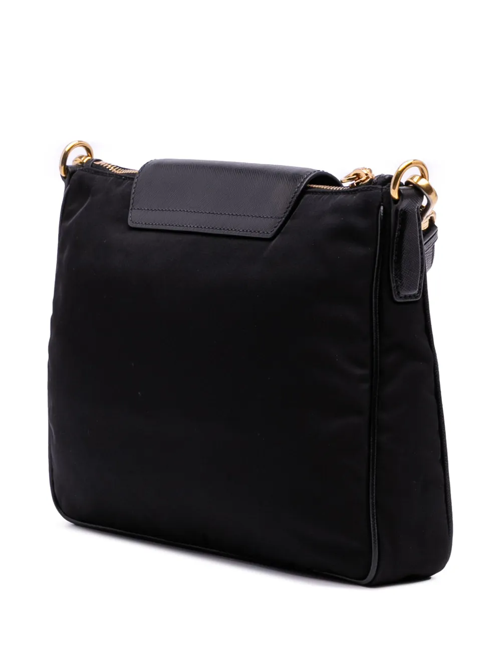 Pre-owned Prada 2000-2013 Saffiano Trimmed Tessuto Crossbody Bag In Black