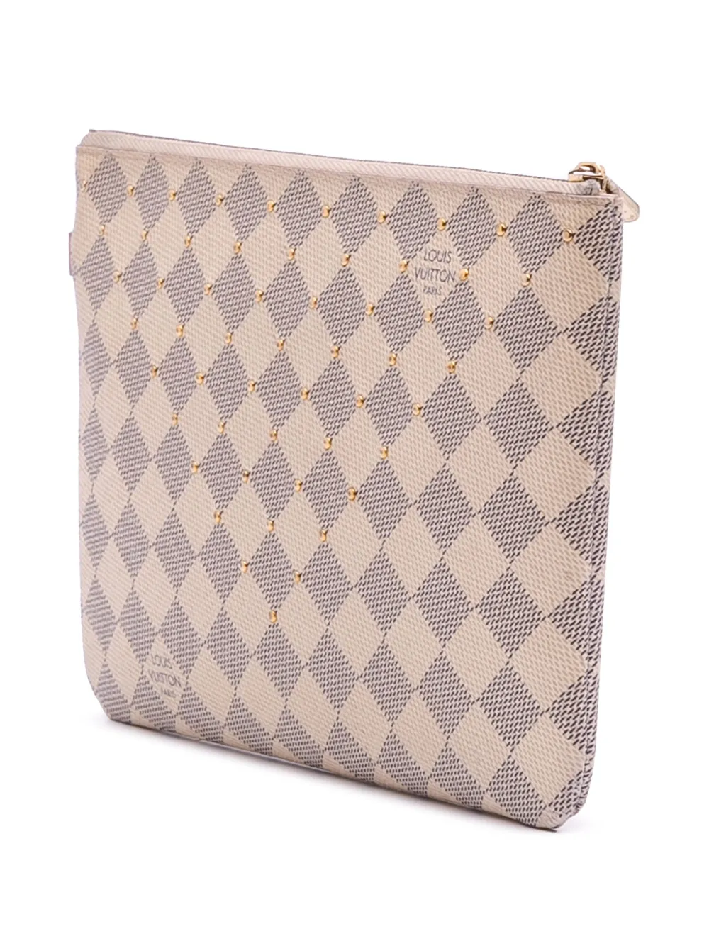 Pre-owned Louis Vuitton 2019 Damier Azur City Pouch Clutch Bag In White