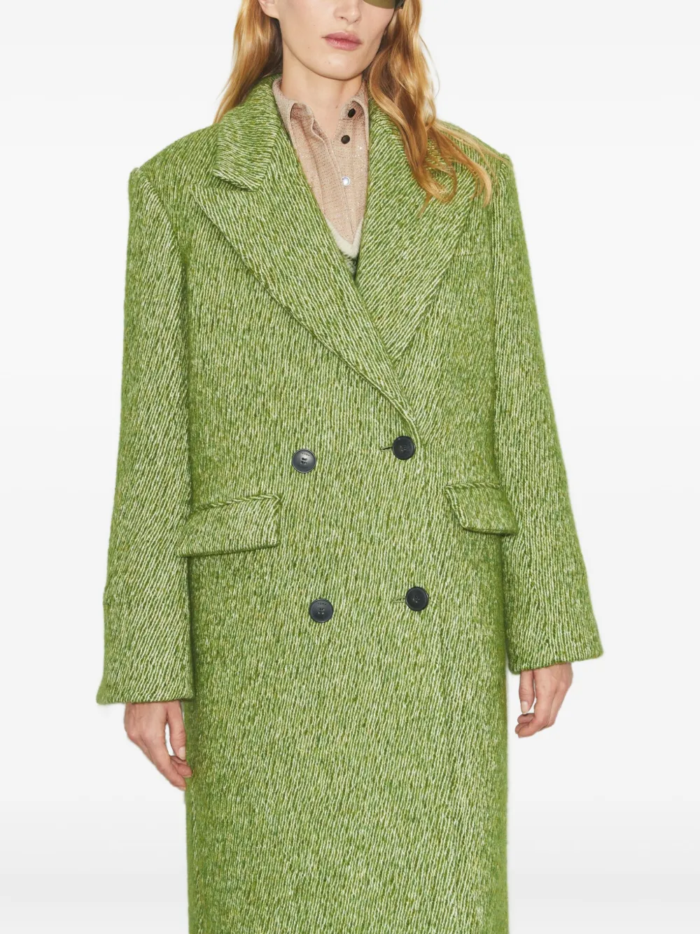 Tory Burch Twill Double-breasted Coat In Gold